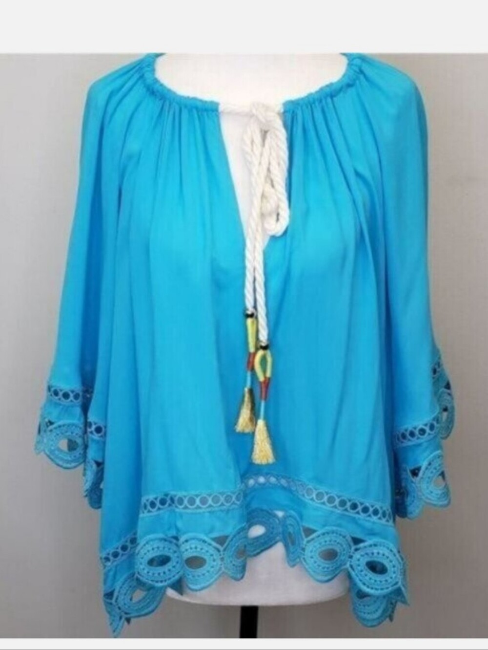 Ramy Brook Dimitri Blouse Turquoise S NWT Pit to Pit 25" Oversize